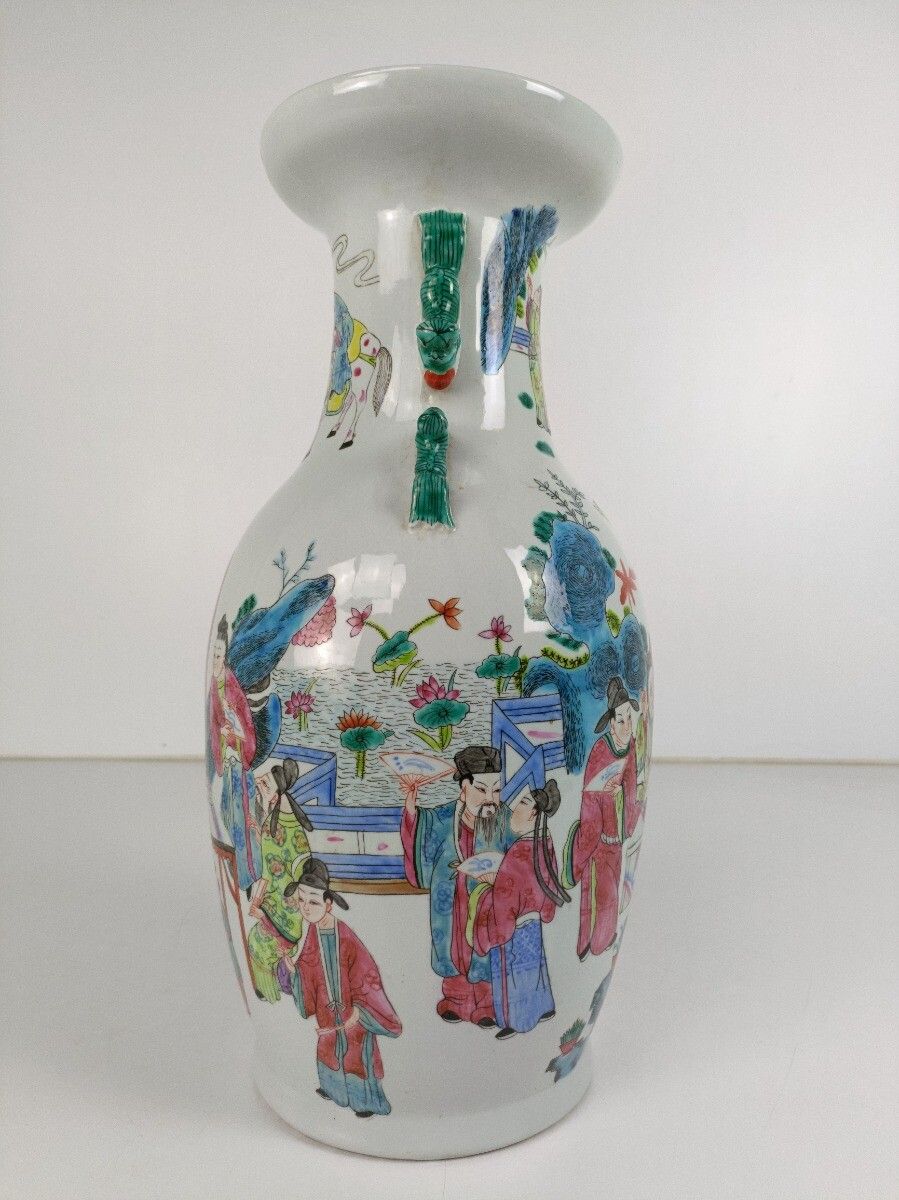 Family Rose  Chinese Vase Vintage  Hand Painted Board Games In The Garden Chic P photo 244.0