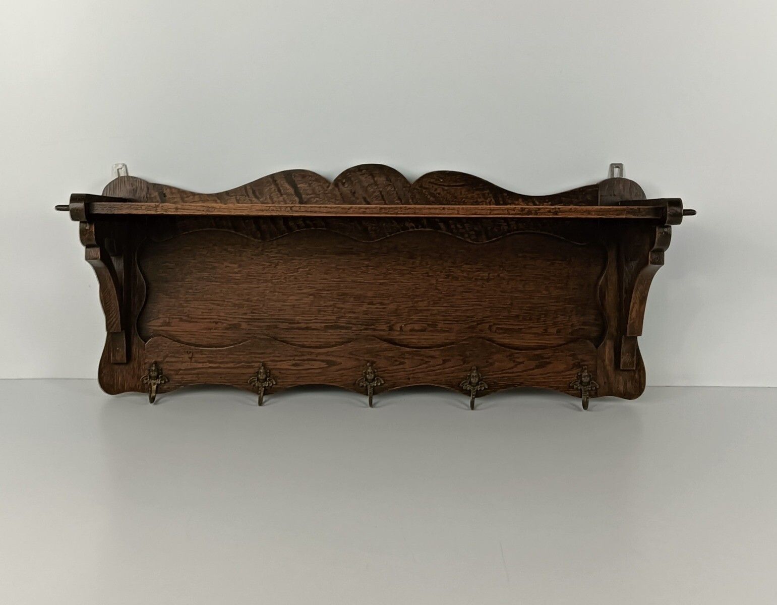 Antique Carved Wooden Wood Coat Hat Rack Kitchen Hallway Storage Beautiful photo furniture