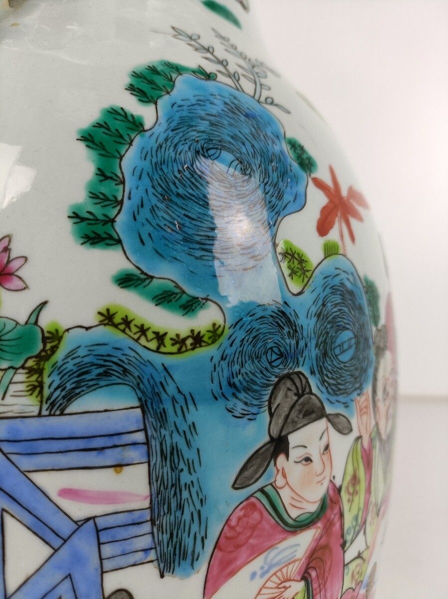 Family Rose  Chinese Vase Vintage  Hand Painted Board Games In The Garden Chic P photo vinterior