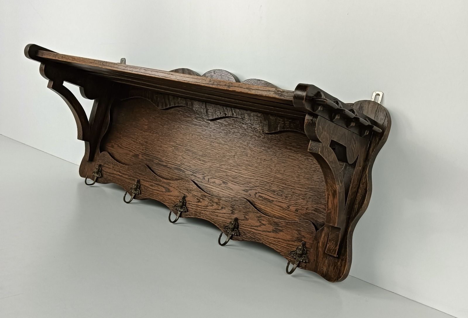 Antique Carved Wooden Wood Coat Hat Rack Kitchen Hallway Storage Beautiful photo vinterior