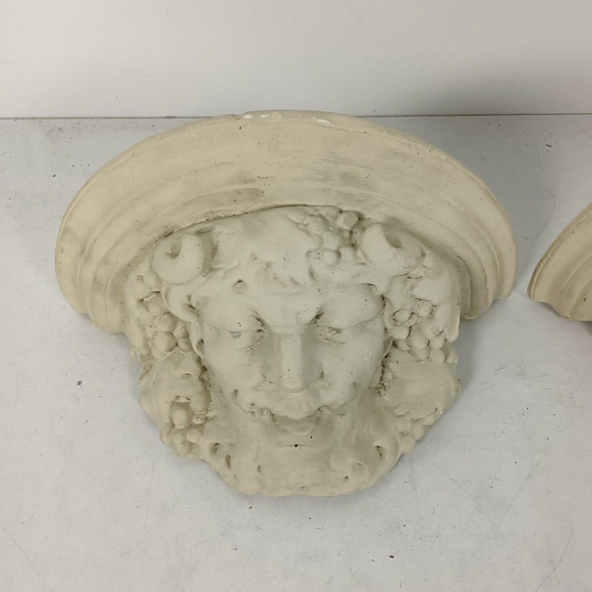 Vintage Pair Of Wall Consoles Shelfs Corbels Plaster Bacchus Dionysus Rare photo furniture