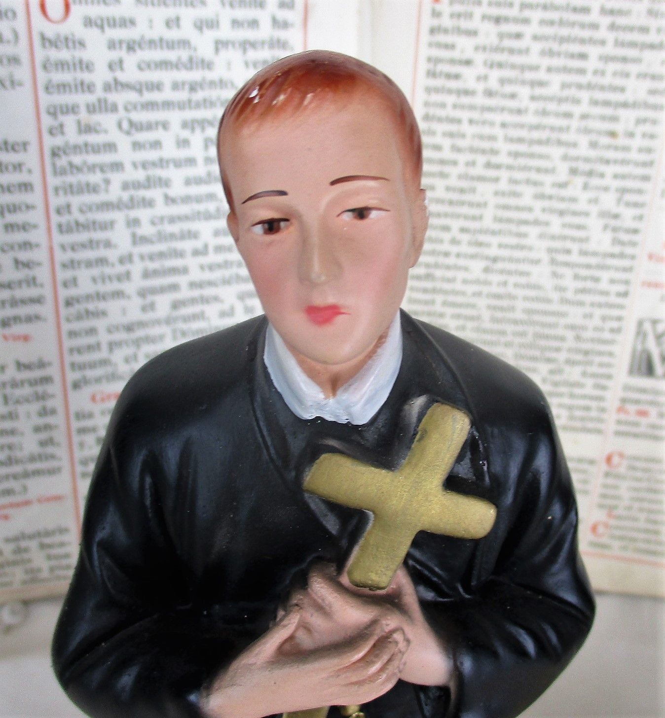 Antique Statue Saint Santo Gerard Santo Majella Plaster Priest Patron Good Sales photo for sale