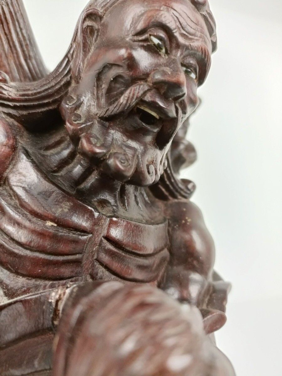 Chinese Rosewood Hand Carved Wooden Figurine Sculpture Traveler With Bird photo buy