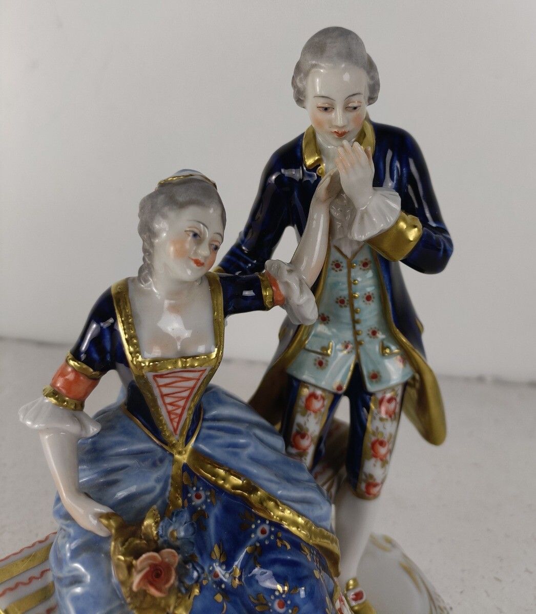 Figurine Statue Wolfstedt 19th Century Courting Couple  Exquisite  Marked Delica photo for sale