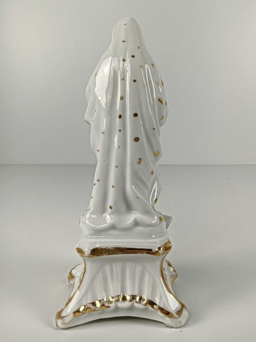 Antique Vieux Paris Figurine Statue Virgin Mary Madonna With Infant Bisque 19th photo furniture
