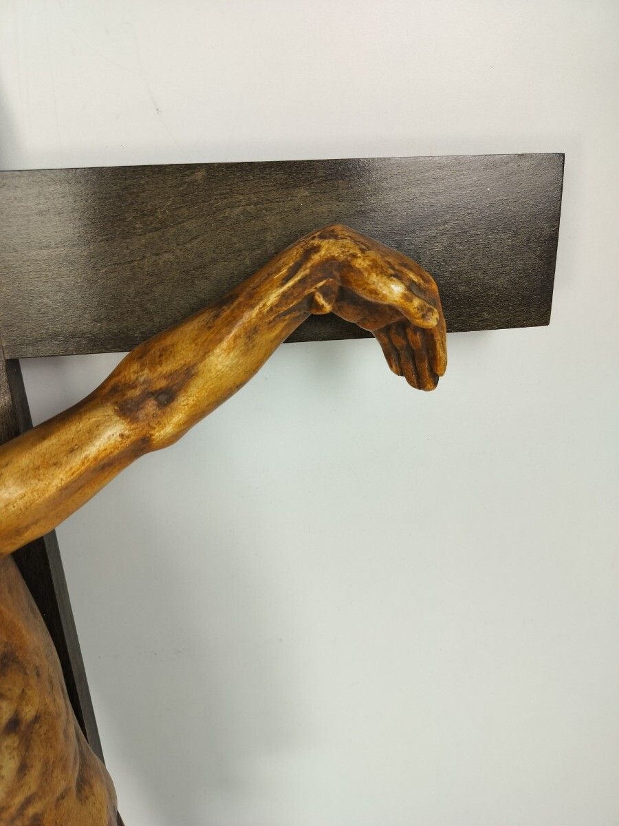 photo furniture Xl Wood Hanging Crucifix Plaster Hand Made Corpus Van Der Meeren Very Dramatic