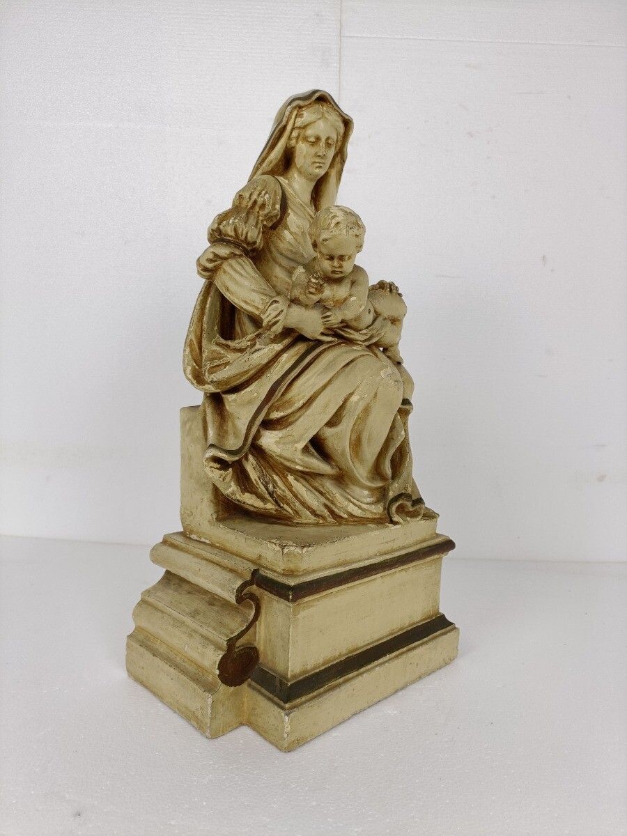 Statue Sitting Our Lady Virgin Mary Infant Sedes Sapientiae Plaster Gorgeous photo furniture