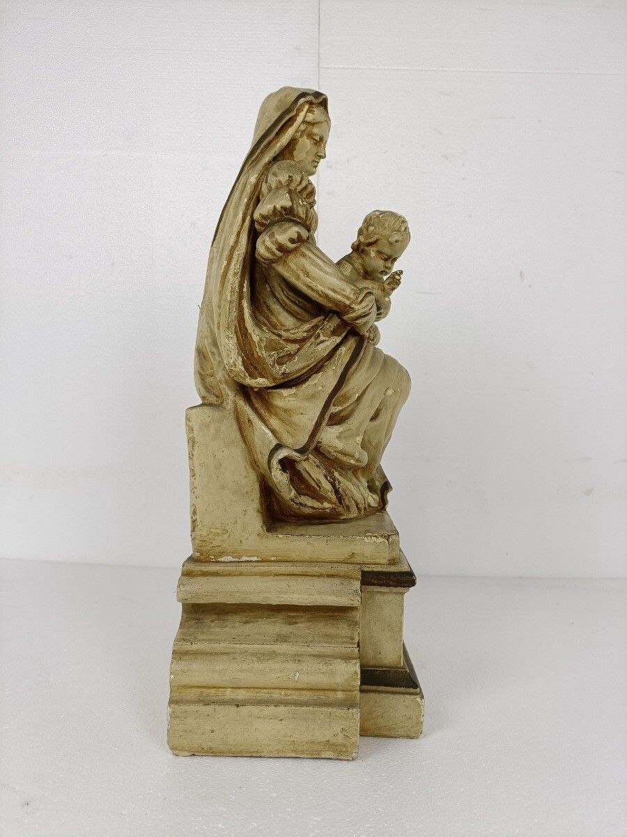 Statue Sitting Our Lady Virgin Mary Infant Sedes Sapientiae Plaster Gorgeous photo for sale