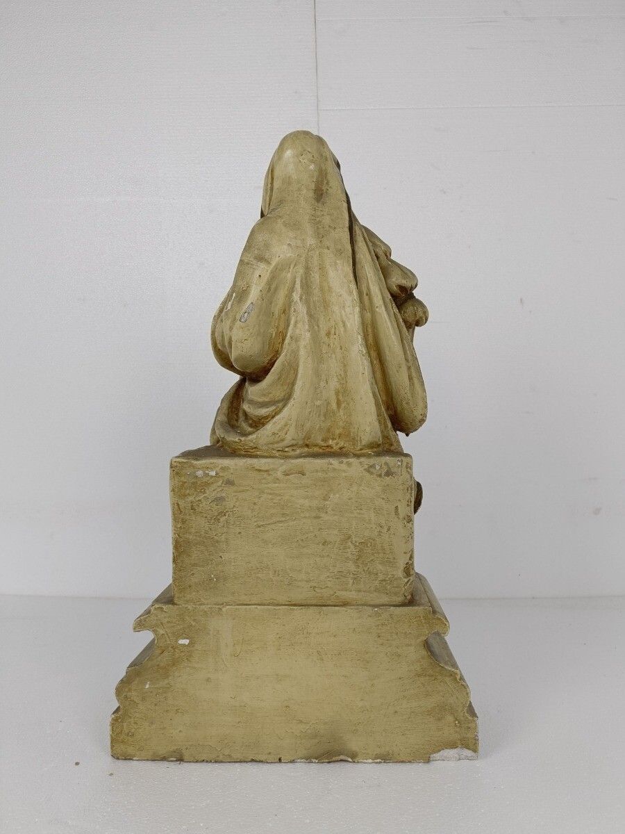 Statue Sitting Our Lady Virgin Mary Infant Sedes Sapientiae Plaster Gorgeous photo Art