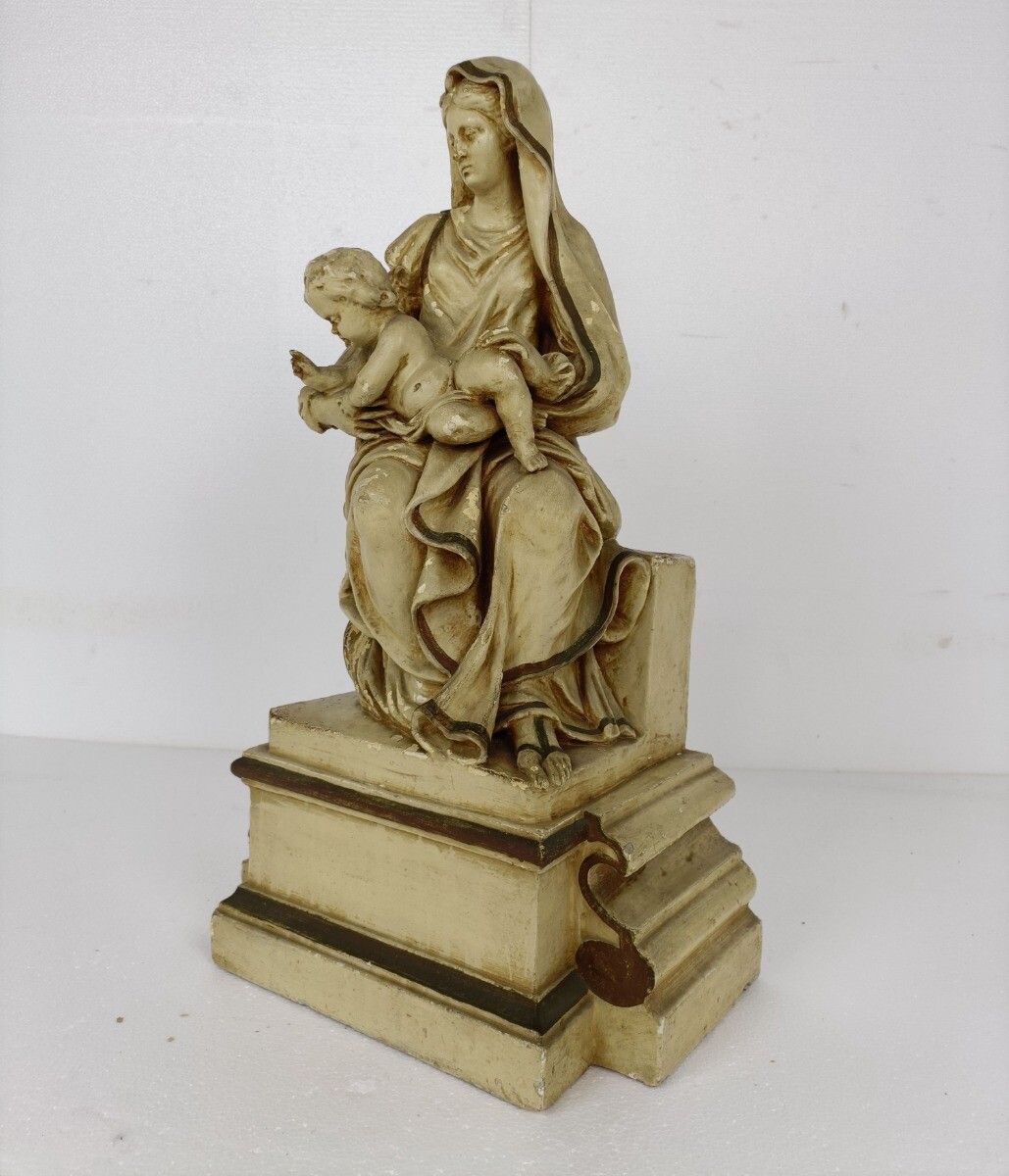 Statue Sitting Our Lady Virgin Mary Infant Sedes Sapientiae Plaster Gorgeous photo vinterior