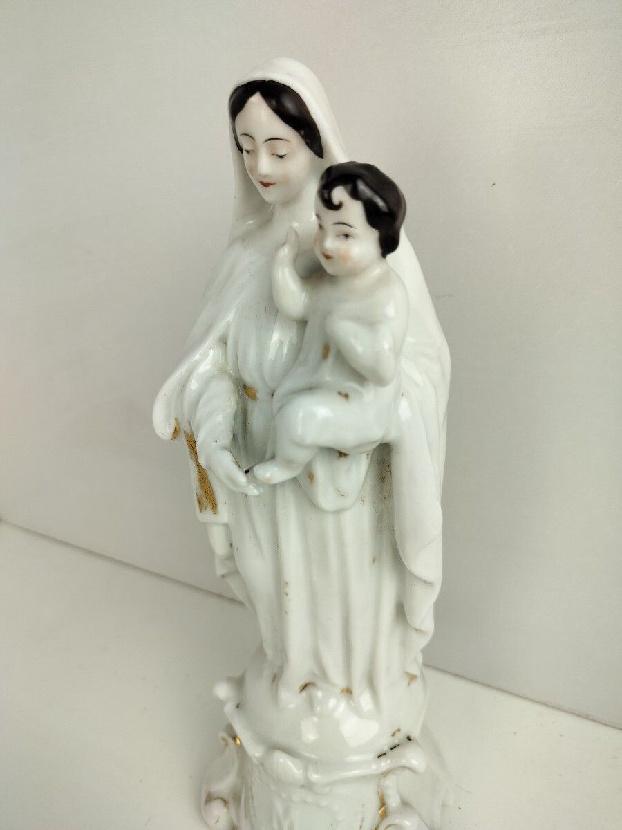 Large Antique 1900 Vieux Paris Porcelain Bisque Statue Virgin Mary Madonna With photo 323.0