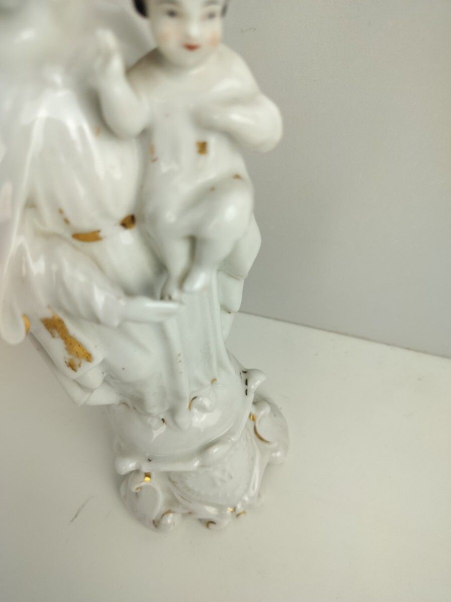 Large Antique 1900 Vieux Paris Porcelain Bisque Statue Virgin Mary Madonna With photo vintage