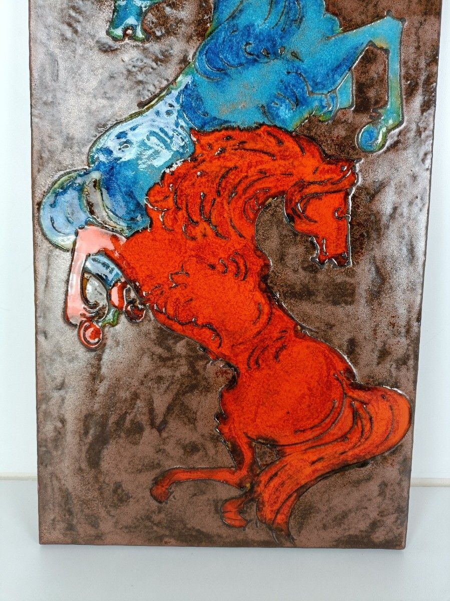 Ruscha Horses Red Blue Fat Lava Germany Space Age Pop Art Psychedelic Wall Tile photo 344.0