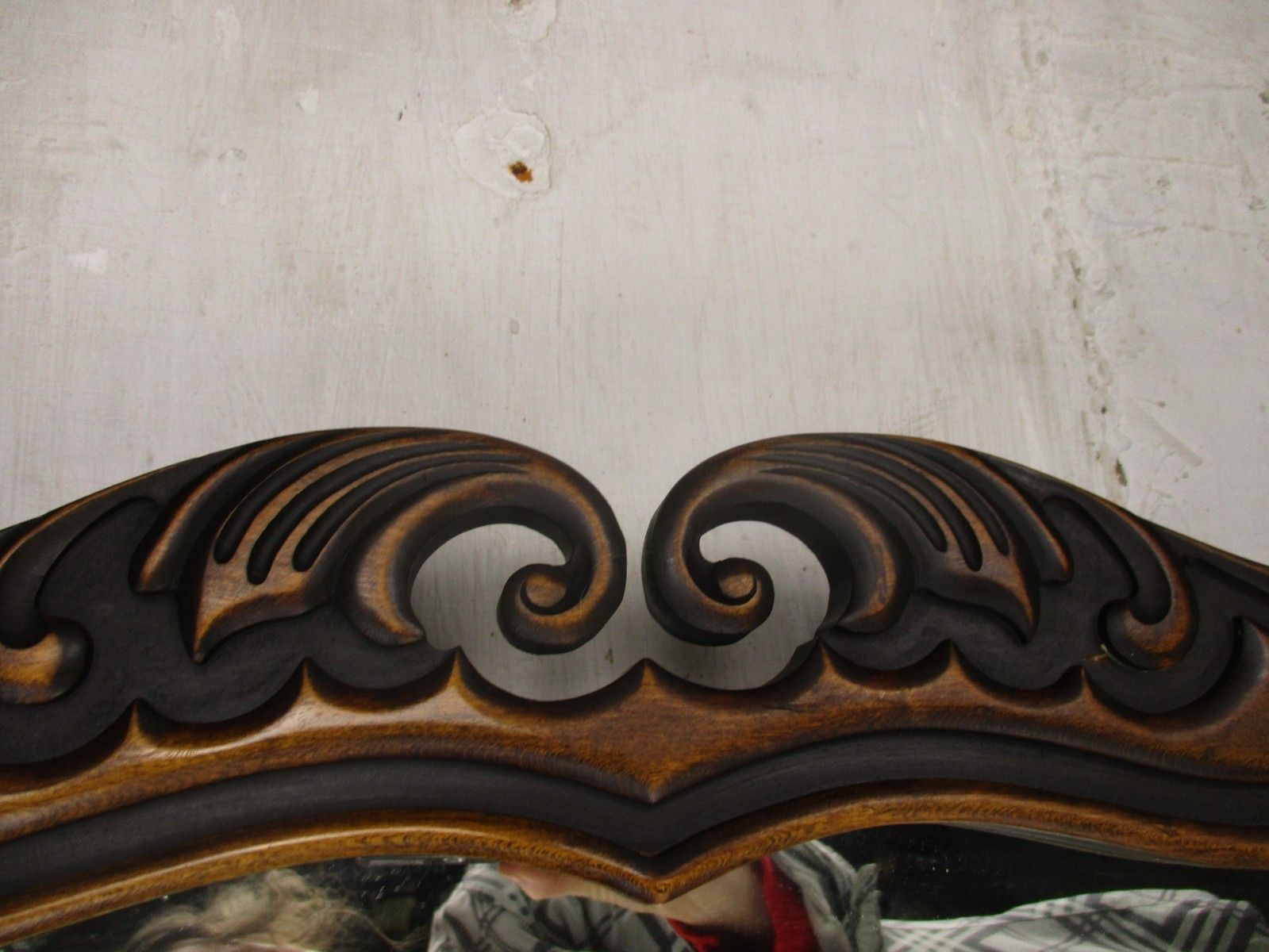 Large Wooden Wall Hanging  Mirror Ornate Vanity Dresser Hallway 34" X 26 photo Home Decor