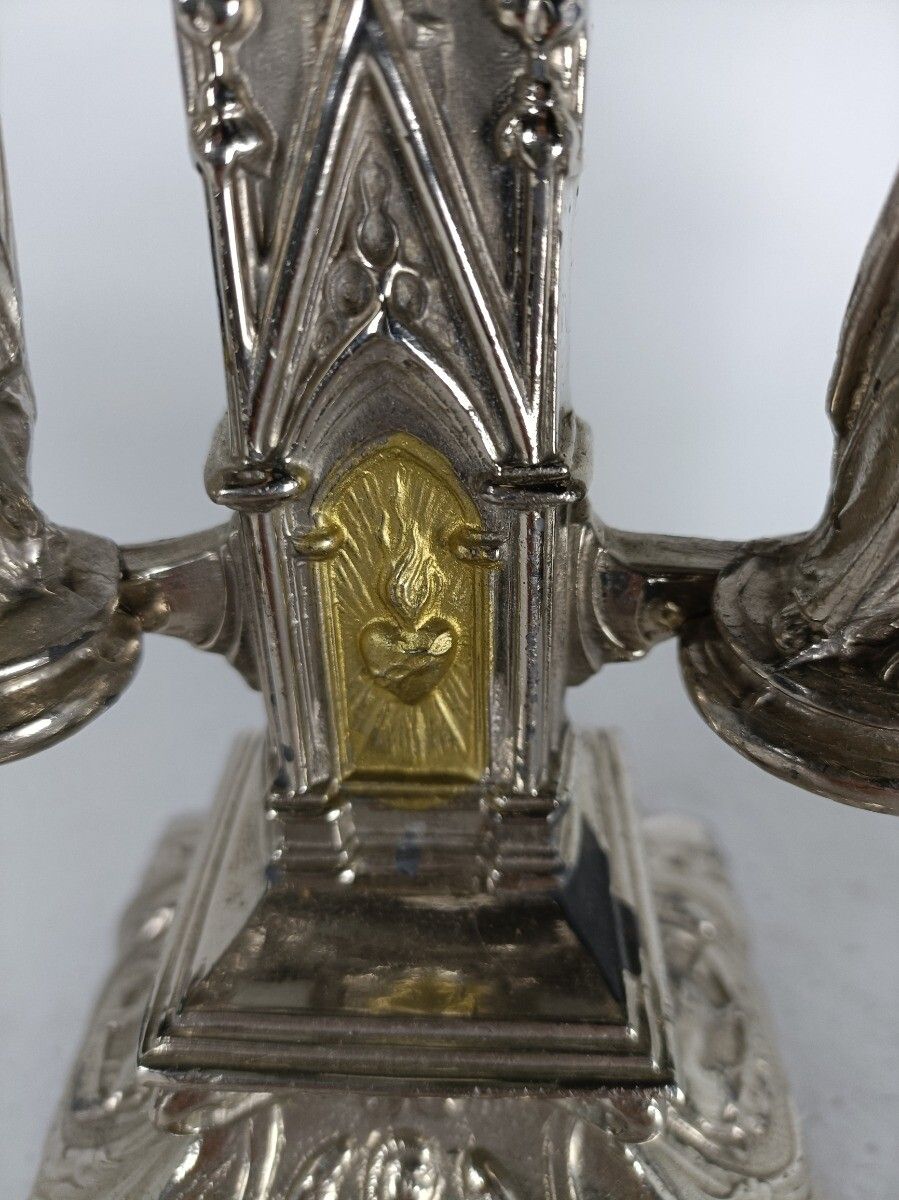 Gorgeous Standing Crucifix Silver Plated Calvary Saint John Mary Magdalene Faux photo 182.0