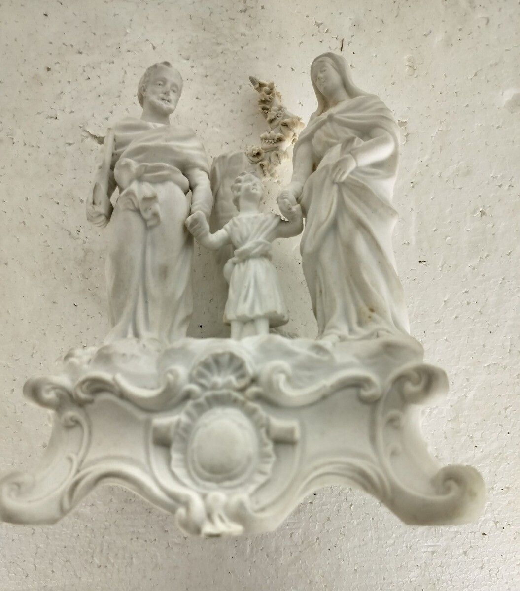 Beautiful Antique Bisque Porcelain Statue Holy Family Virgin Mary Saint Joseph I photo buy