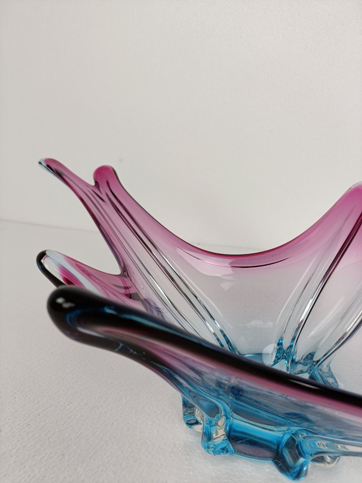 photo furniture Gorgeous Bowl Dish Centerpiece Blue Cranberry Art Glass Murano Italy Vintage