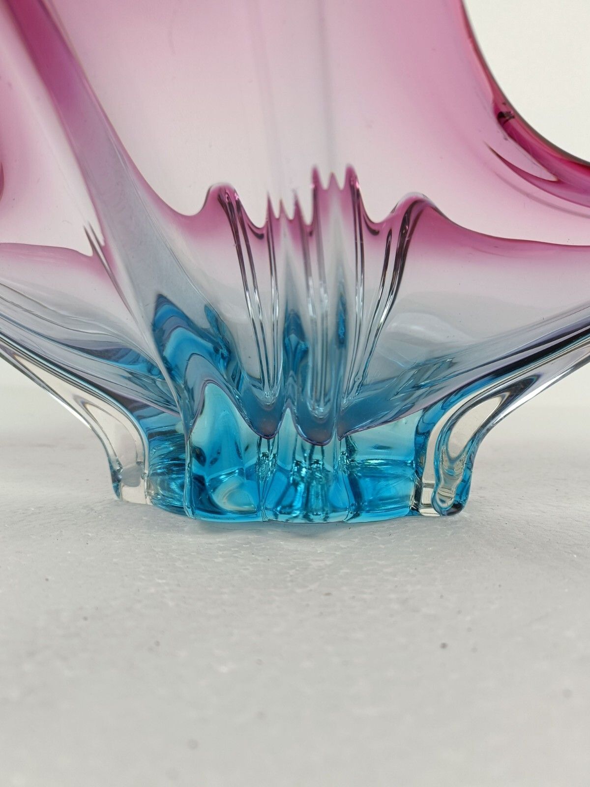 photo for sale Gorgeous Bowl Dish Centerpiece Blue Cranberry Art Glass Murano Italy Vintage