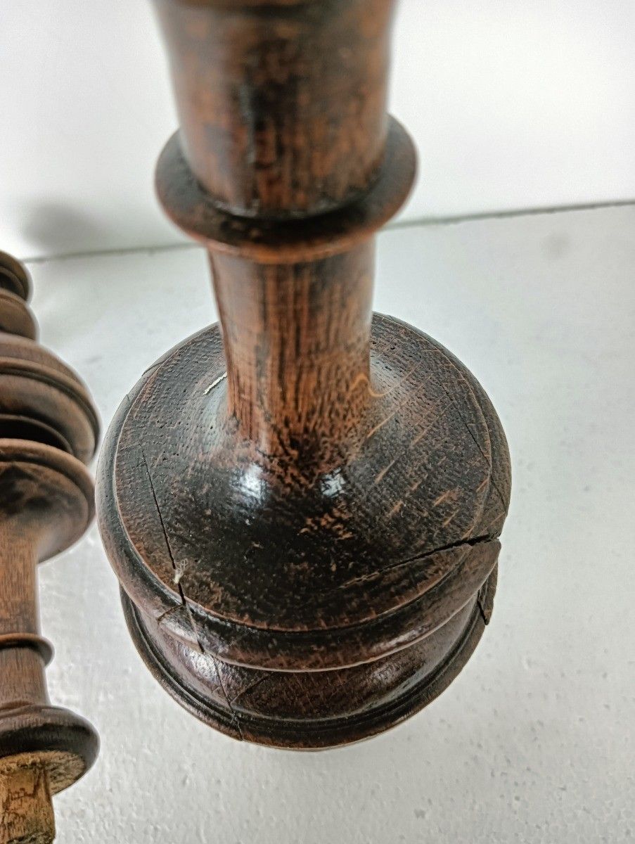 photo furniture Set Of 2 Reclaimed Carved Wood Large Spindles Balusters Trim Posts Pillar Salv