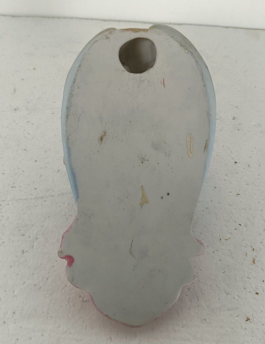 Holy Water Font Vessel Porcelain Antique Neo Gothic Angel Pastel Pink Blue Wall photo buy