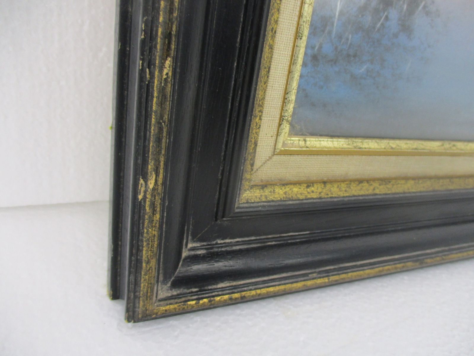 Crayon Painting Framed Glass Gorgeous Winter Landscape Signed Emmanuel Nisol Aka photo for sale