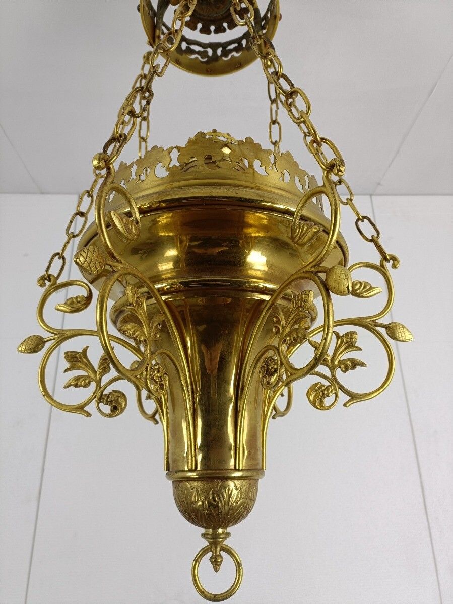 Antique Bronze Brass Dore Gods Lamp Light Ceiling Fixture Chandelier Pendant  Go photo for sale