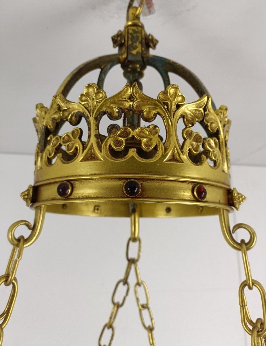 Antique Bronze Brass Dore Gods Lamp Light Ceiling Fixture Chandelier Pendant  Go photo vintage