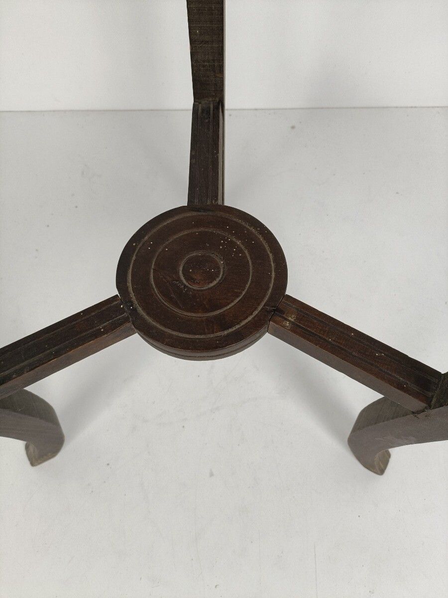 Art Deco Two Tier Pedestal Plant Stand Carved Wood Antique Side Table Barn Style photo for sale