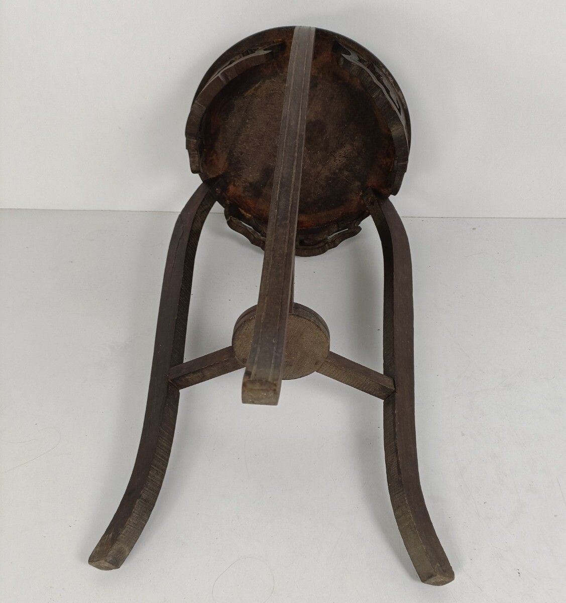 Art Deco Two Tier Pedestal Plant Stand Carved Wood Antique Side Table Barn Style photo vinterior