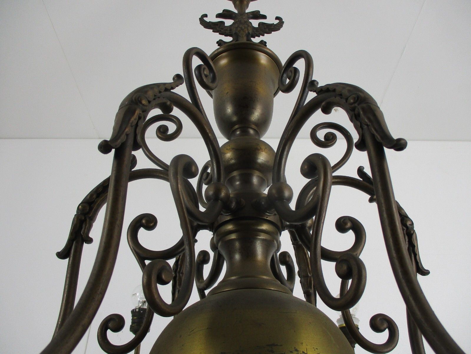 Flemish Dutch Chandelier 6 Arm Lights Brass Eagle Barn Country Style Gorgeous photo 964.0