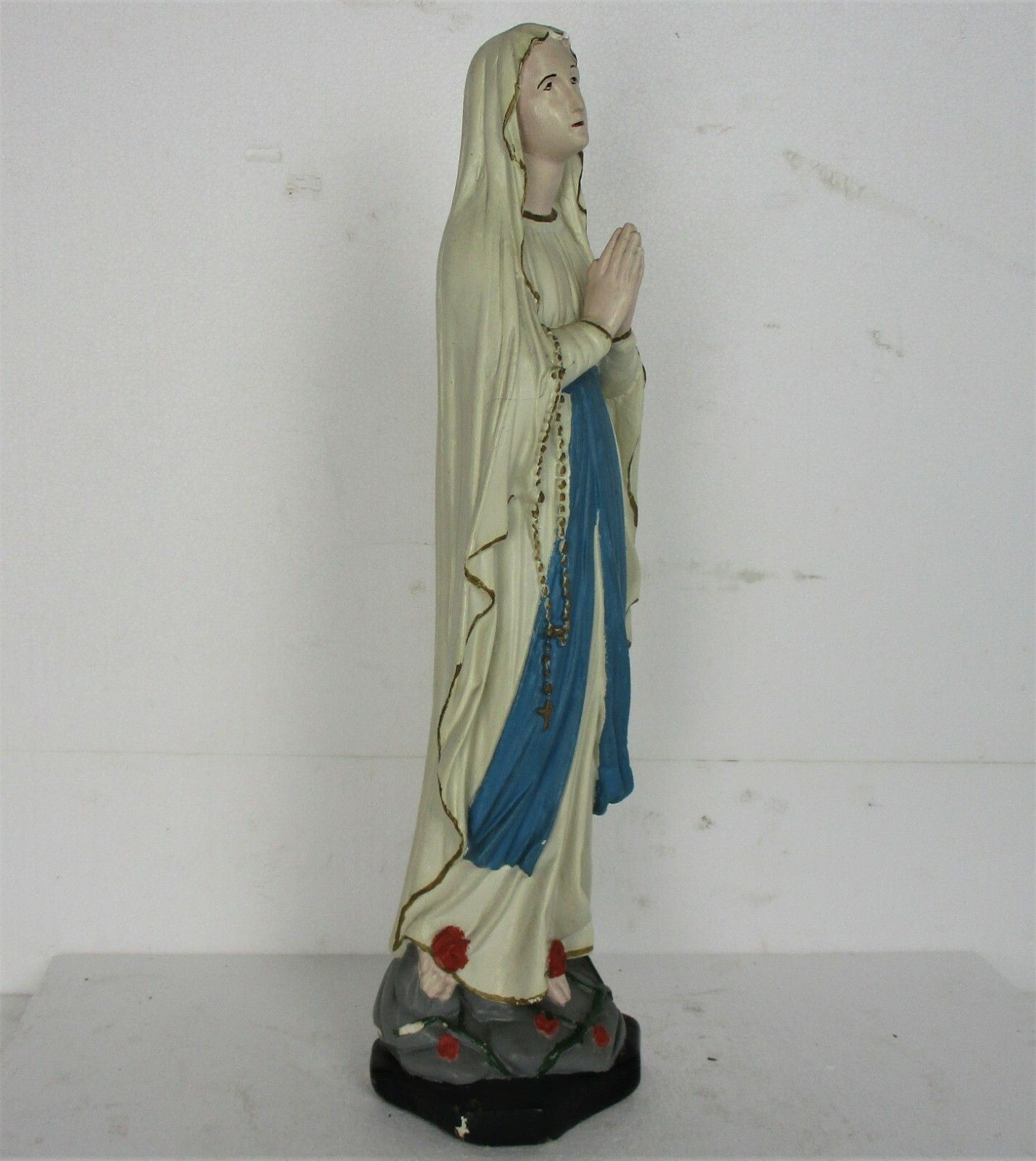 Vintage French Virgin Mary Madonna Our Lady Of Lourdes Plaster Statue  21.25" photo 260.0