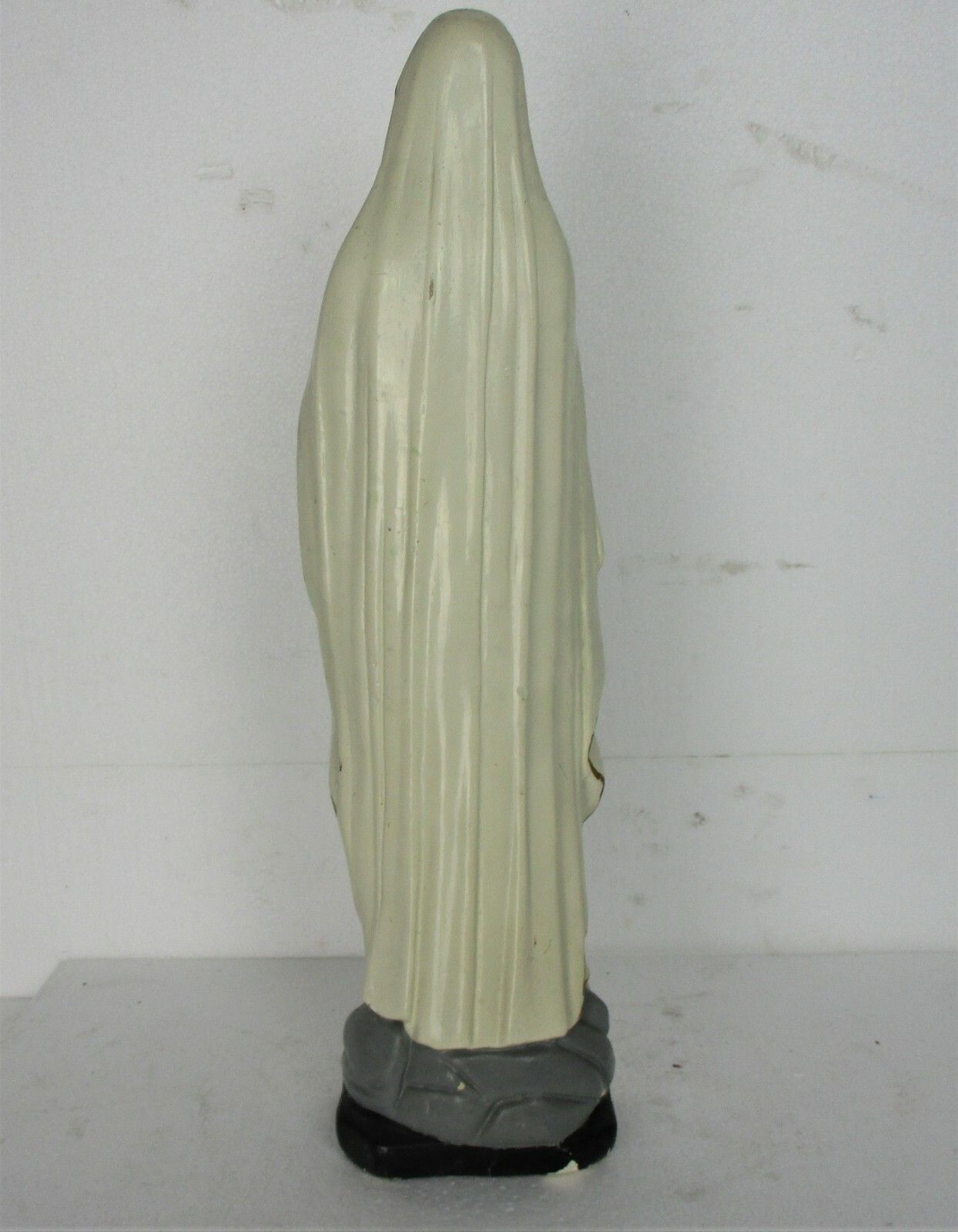 Vintage French Virgin Mary Madonna Our Lady Of Lourdes Plaster Statue  21.25" photo vintage