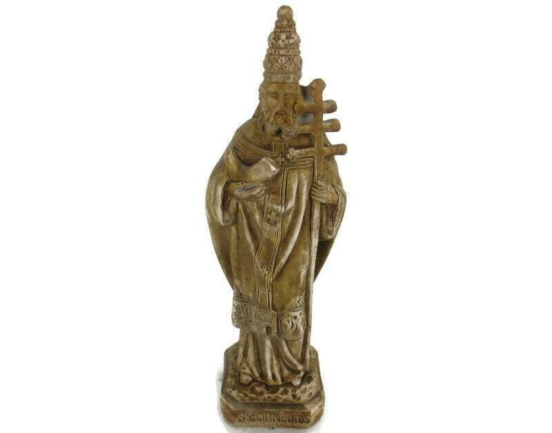 Htf Statue  Saint Pope Cornelius Patron Saint Horn Collector Plaster