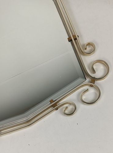 Hollywood Regency Mirror Alumimium Frame Beveled Glass Mid Century Modern photo Home Decor