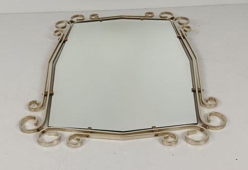 Hollywood Regency Mirror Alumimium Frame Beveled Glass Mid Century Modern photo vinterior