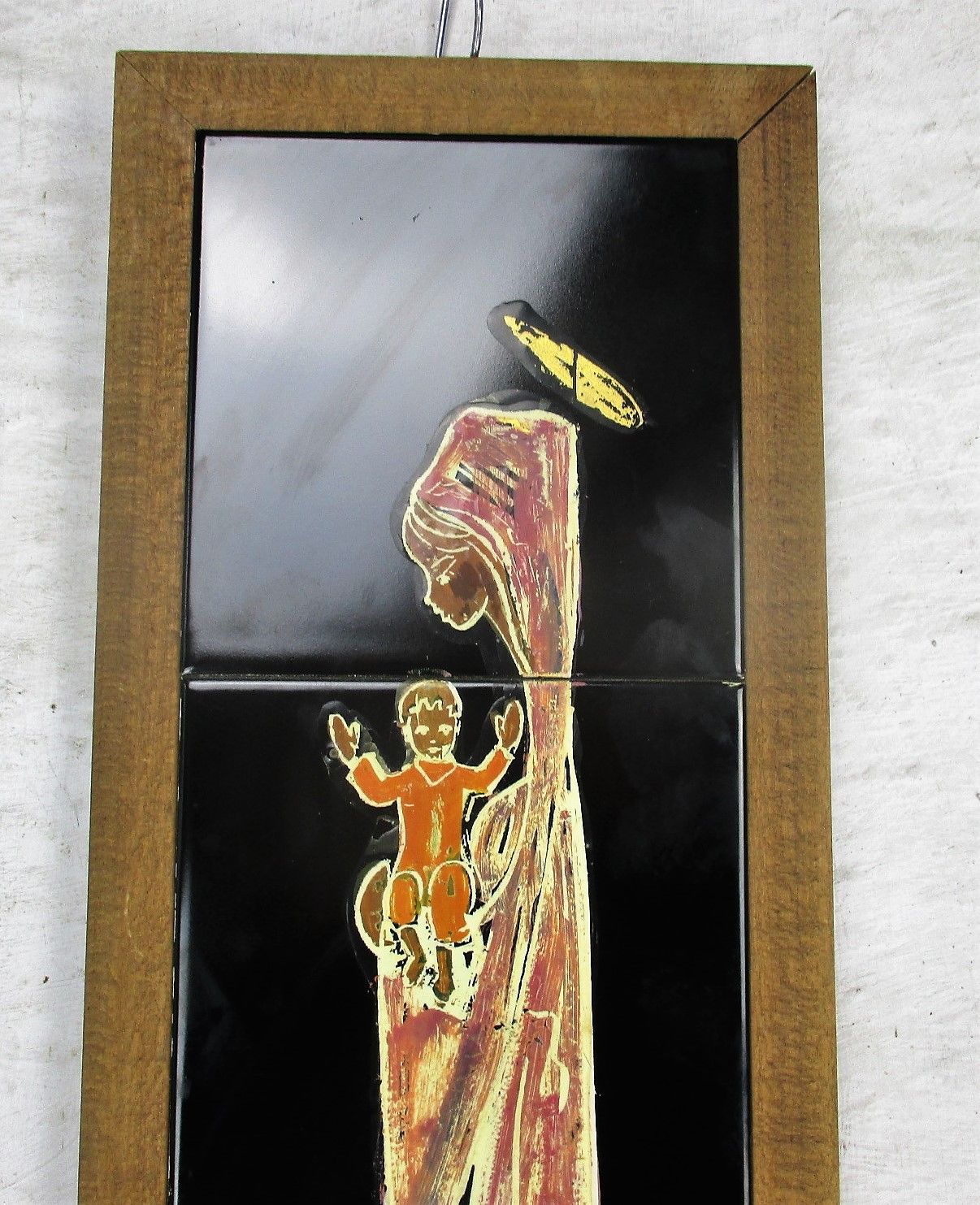 Virgin Mary Infant Child Madonna Ceramic Wall Tile Plaque Art Hanging Belgium photo furniture