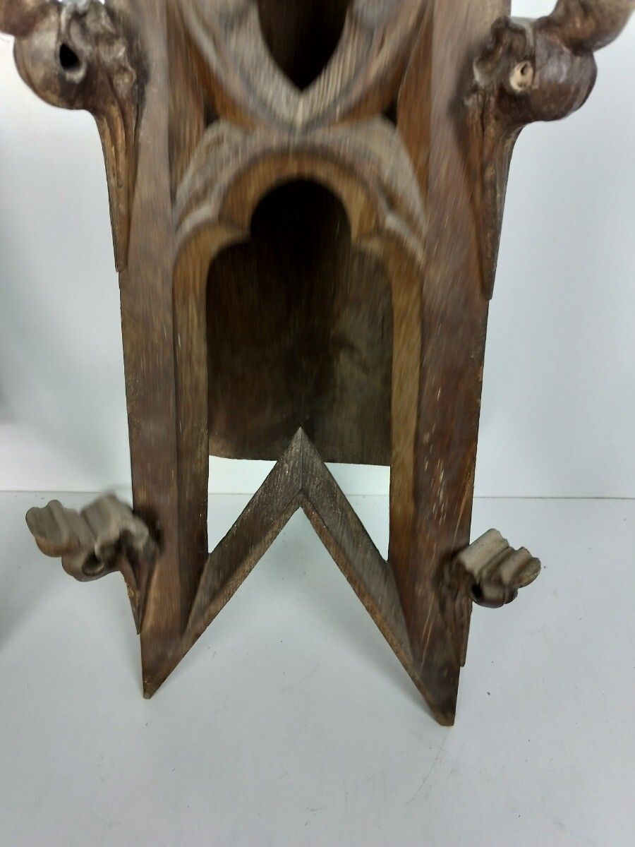 Gothic Antique Architectural Reclaimed Ornamental Wooden Pinacles Couple Wow Rar photo vinterior