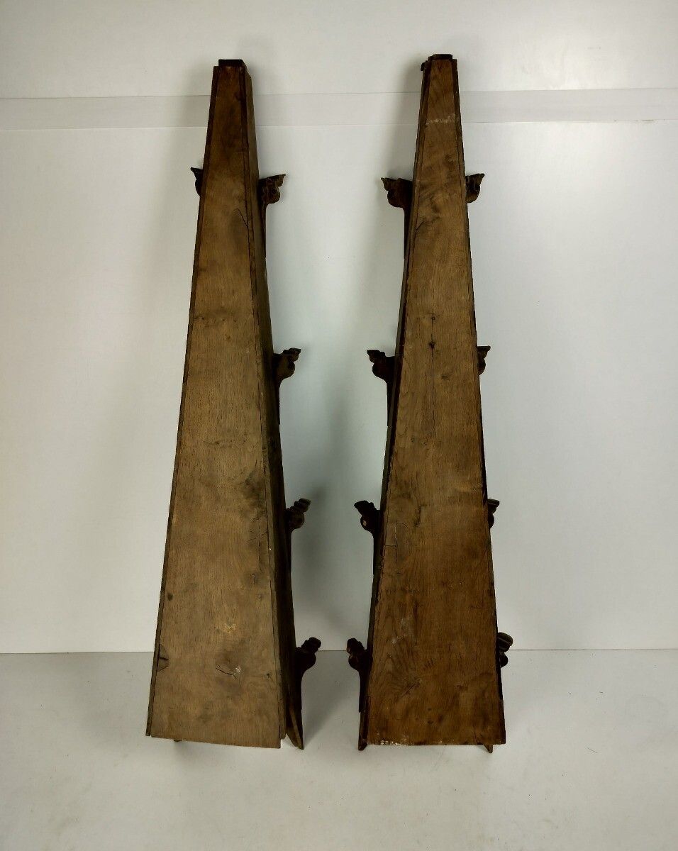 Gothic Antique Architectural Reclaimed Ornamental Wooden Pinacles Couple Wow Rar photo vintage