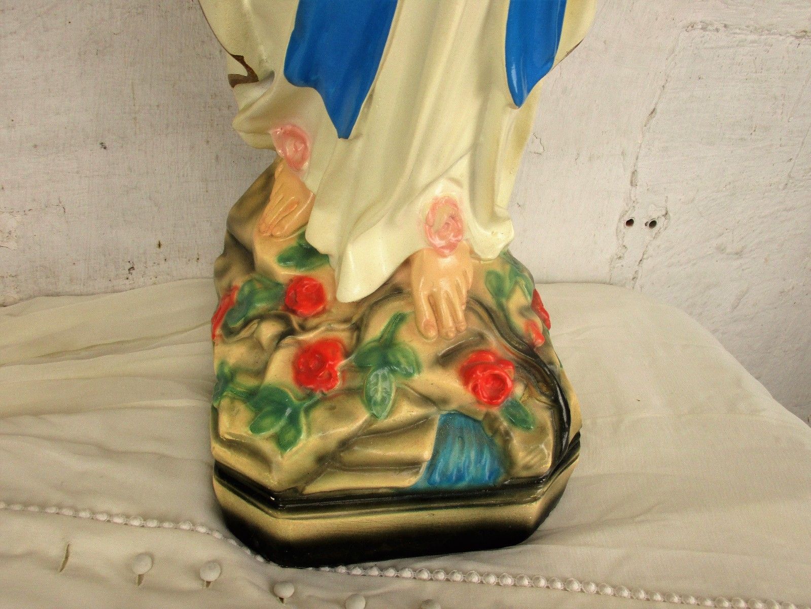 Xl Virgin Mary Madonna Plaster Statue Chapel Church Monastery French 34.64" photo Art