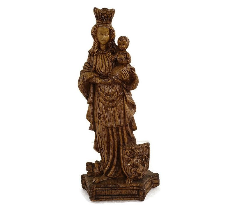Statue Virgin Mary Madonna Notre Dame Of Flanders Dragon Lion Plaster Gothic Mer