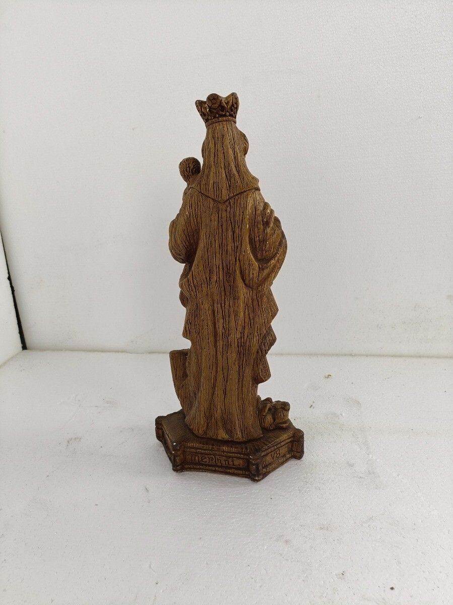 Statue Virgin Mary Madonna Notre Dame Of Flanders Dragon Lion Plaster Gothic Mer photo vintage