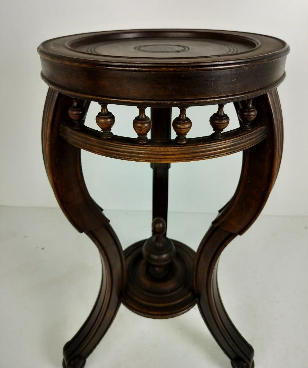 Stunning Antique Pedestal Plant Stand Carved Wood With Spindles Side Table Wow photo buy