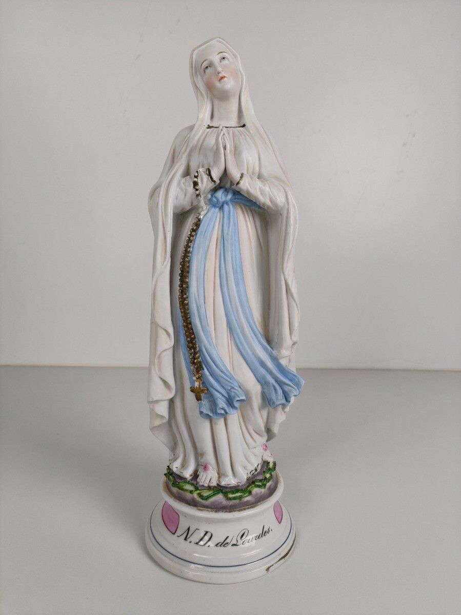 Porcelain Bisque Statue Virgin Mary Our Lady Of Lourdes French  Collector Gorgeo photo furniture