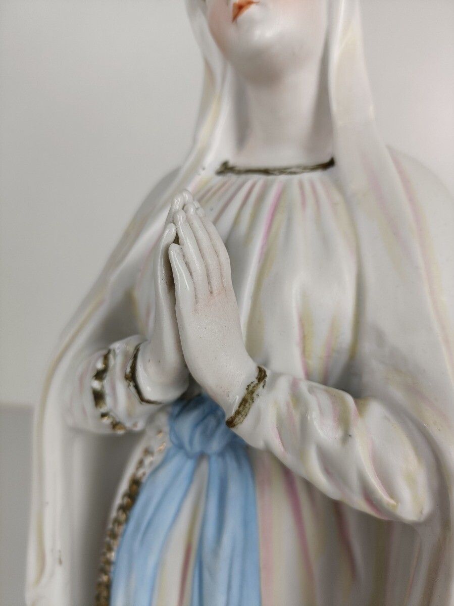 Porcelain Bisque Statue Virgin Mary Our Lady Of Lourdes French  Collector Gorgeo photo Art