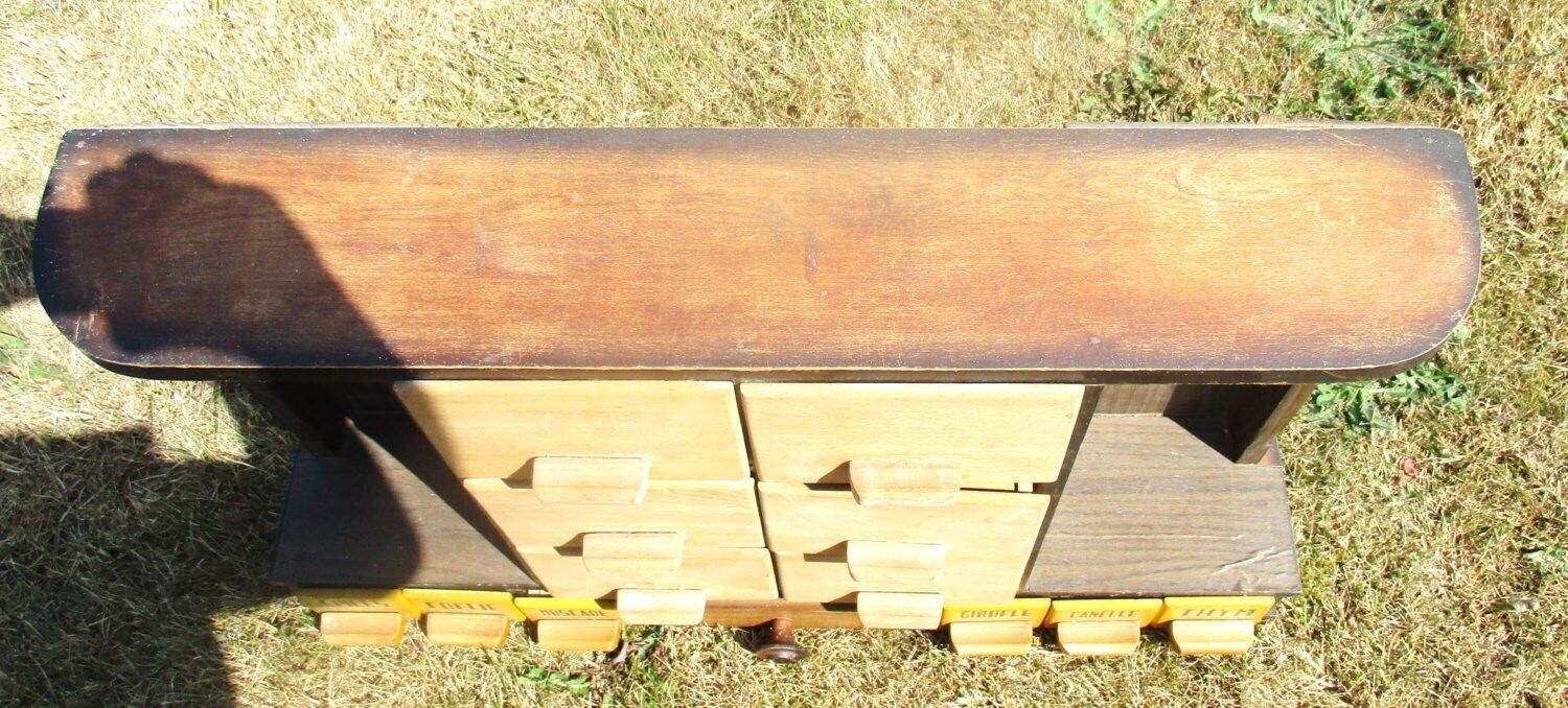 Antique French Kitchen Spice Rack Cabinet Wood Gorgeous Epices Foelie Muscade photo for sale