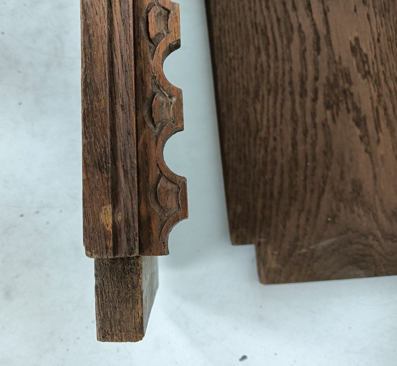 Pair Of Antique Carved Wooden Shelves For Inside Cabinet Boards photo for sale