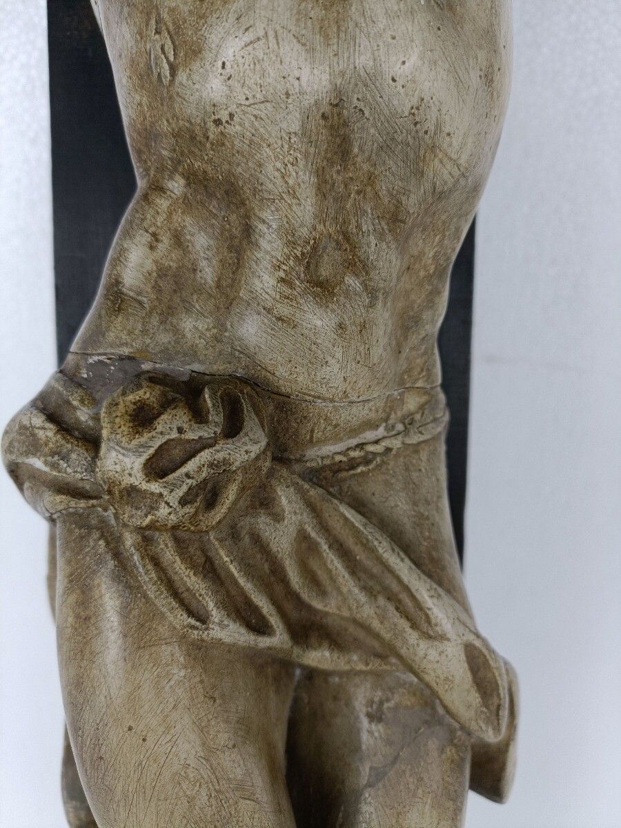 Xl Wood Hanging Church Crucifix Plaster Dramatic Corpus Piece Of Art Chapel Vint photo 485.0