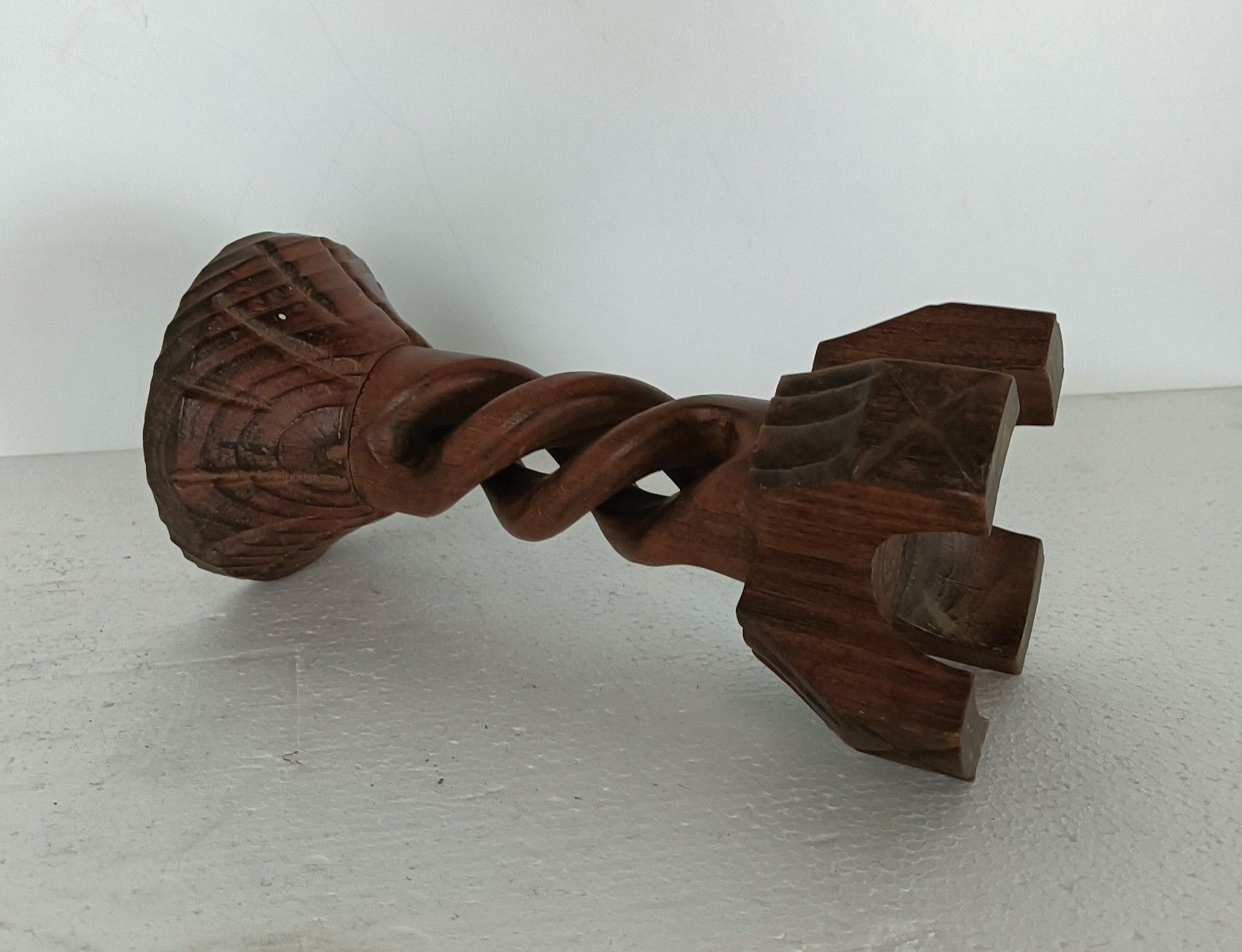 Mini Small Table Pedestal Plant Bonsai Stand Carved Wood Barley Twist Vintage photo 81.0