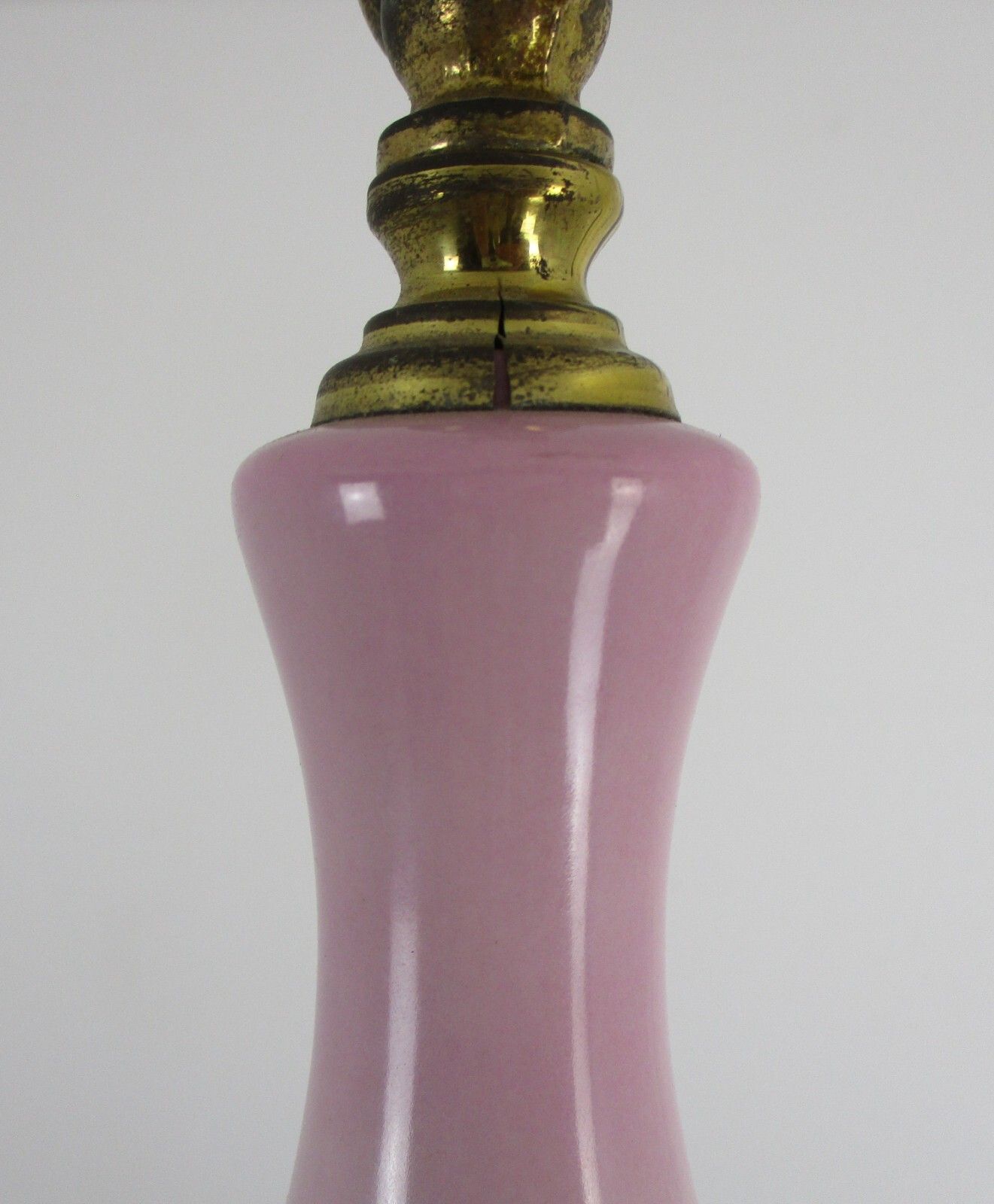 Romantic Chandelier 3 Arm Brass Pink Porcelain Flowers Mid Century Modern Italy photo vintage