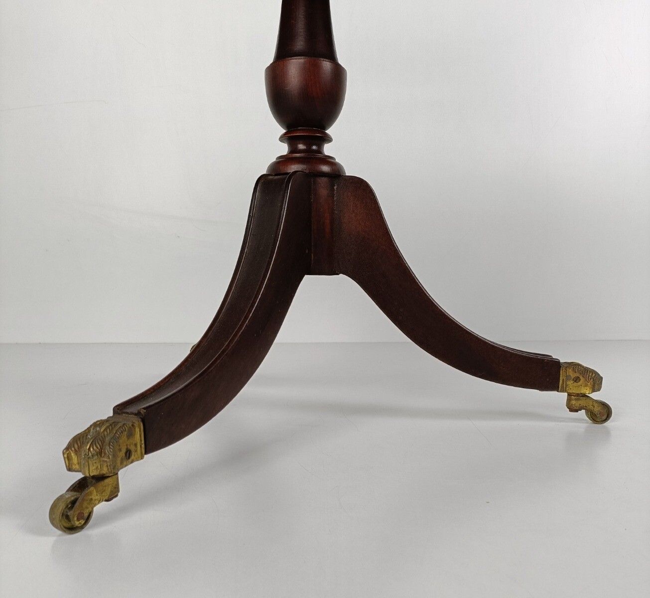 Edwardian Style Vintage Table Carved Wood On Wheels Red Bordeaux Top Side Coffee photo for sale